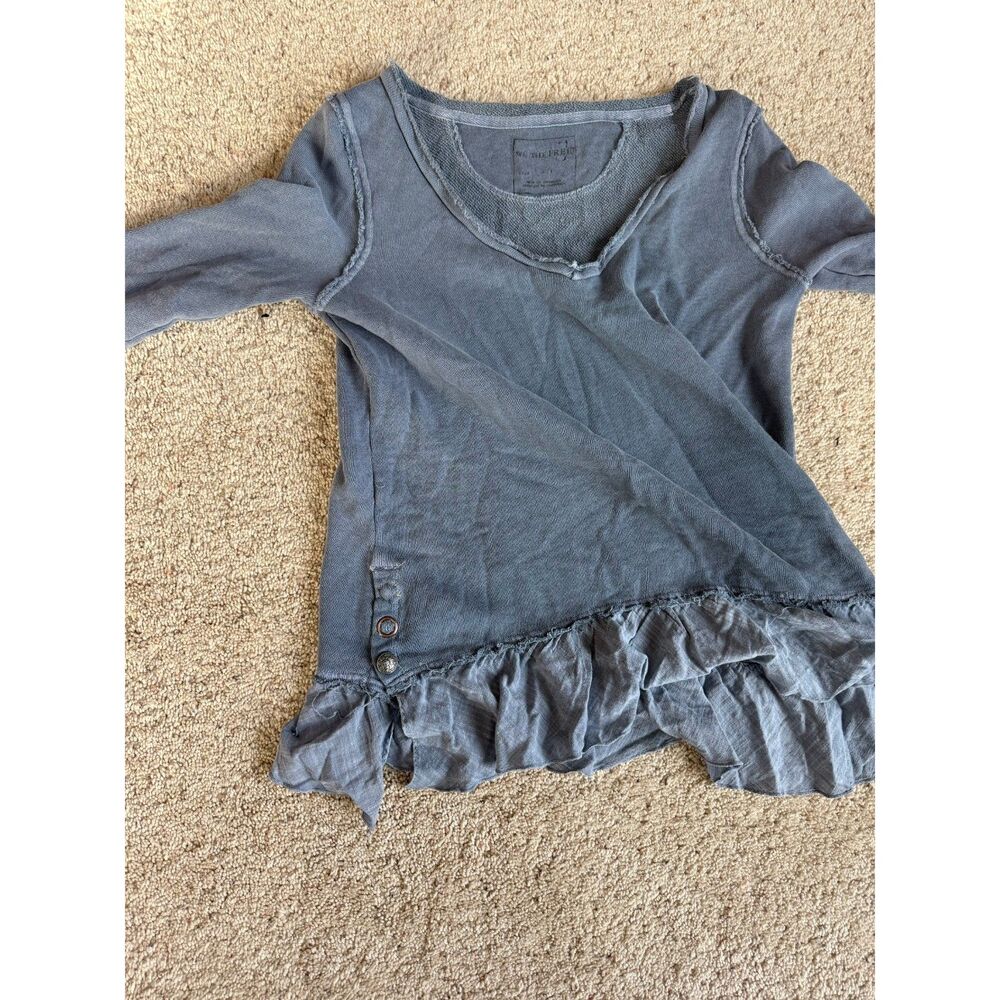 We The Free Free People Peplum Sweater S Distressed Cotton Boho Button Up - Picture 4 of 6